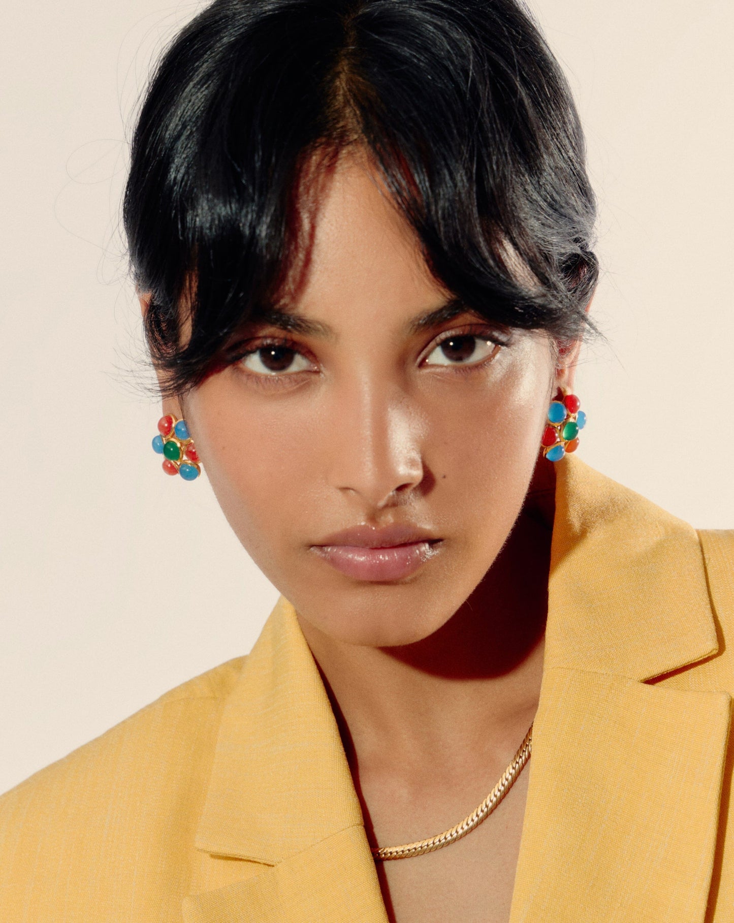 Rouje Josie Gemstone Oversized Stud Earrings | 18ct Gold Plated