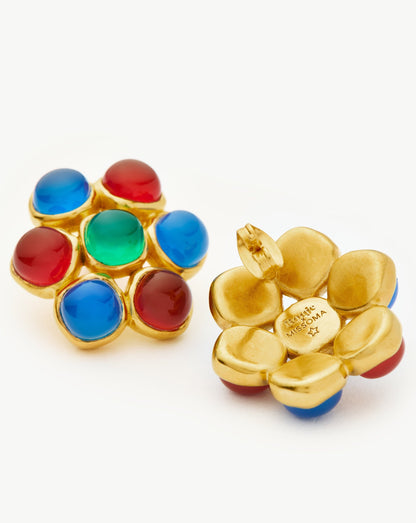 Rouje Josie Gemstone Oversized Stud Earrings | 18ct Gold Plated