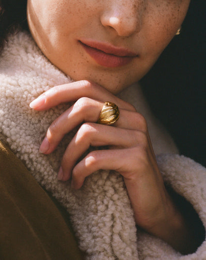 Rouje Kat Chunky Dome Open Ring | 18ct Gold Plated