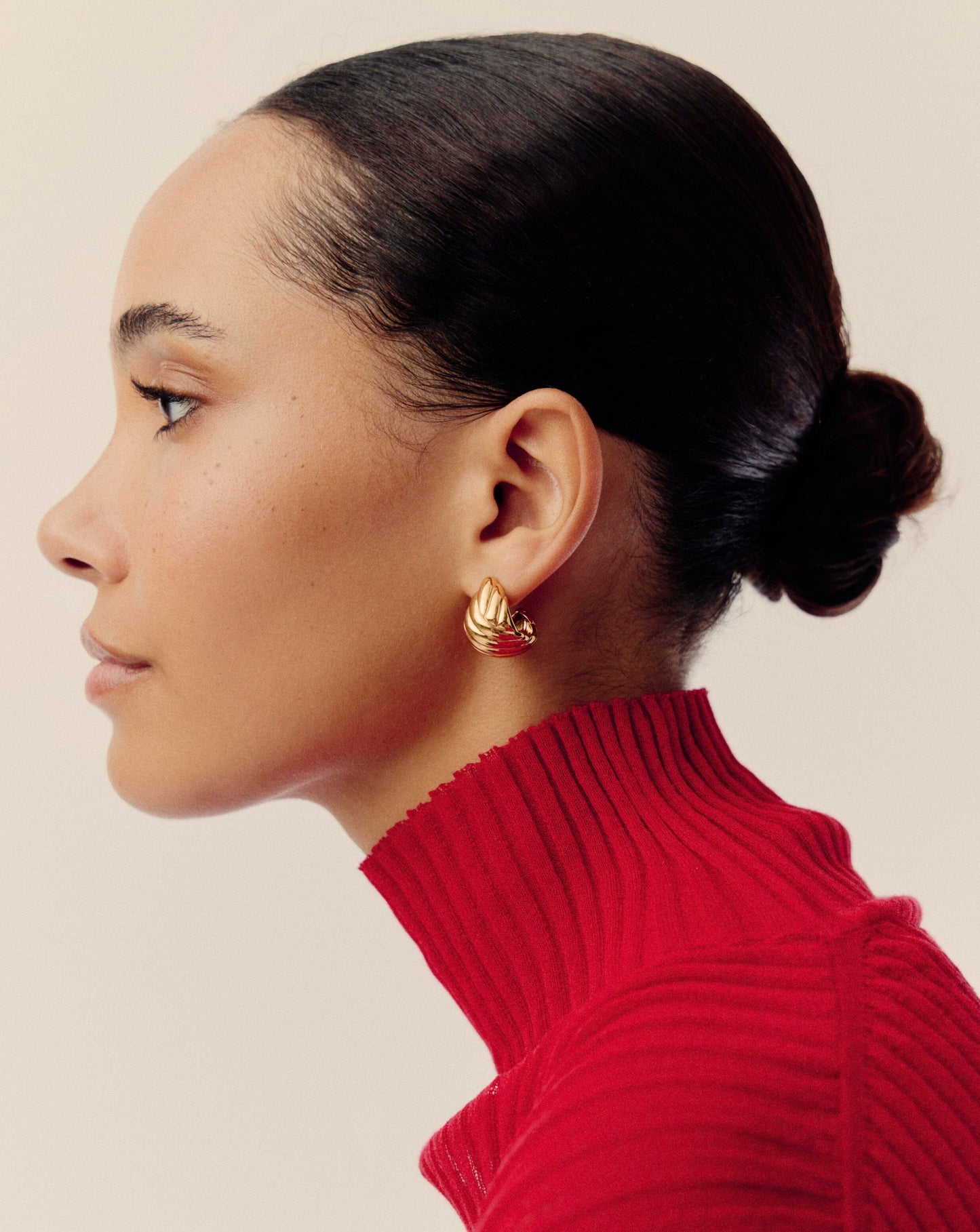 Rouje Lucia Dome Hoop Earrings | 18ct Gold Plated
