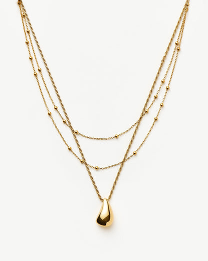 Savi Droplet Pendant & Double Necklace Set | 18ct Gold Vermeil