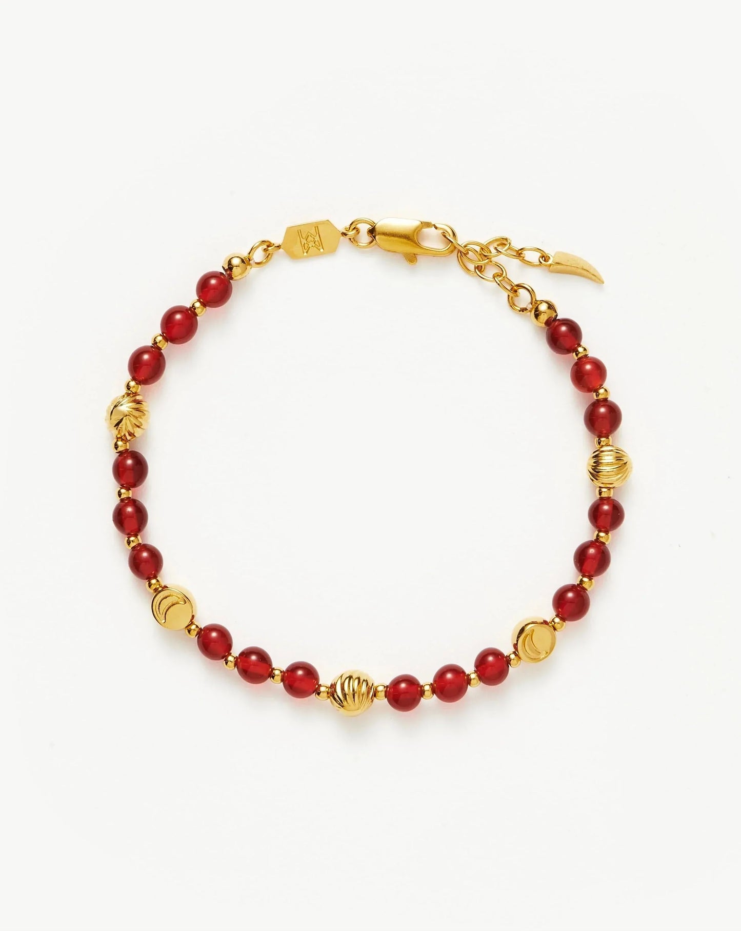 Savi Gemstone Beaded Bracelet | 18ct Gold Plated Vermeil/Red Chalcedony