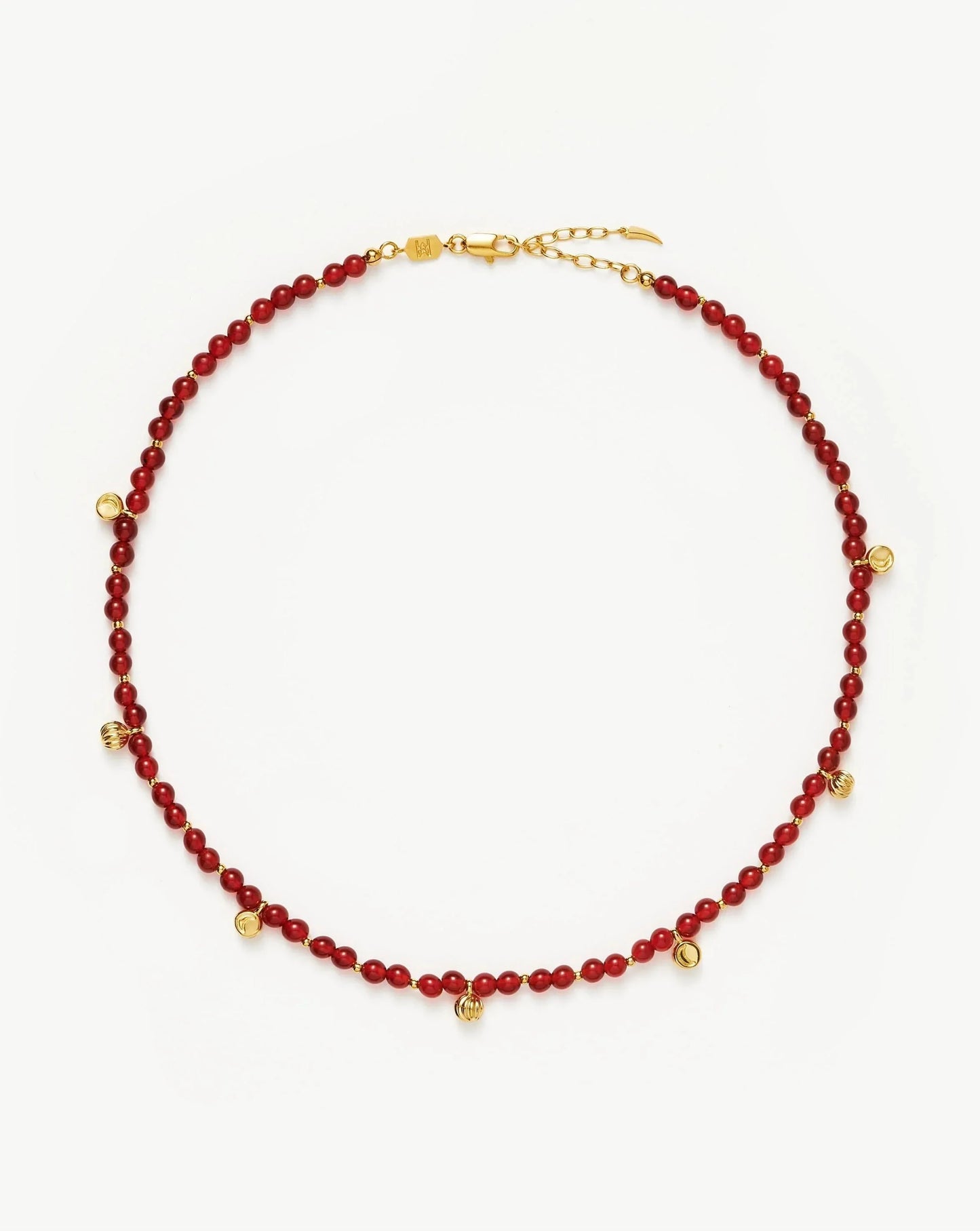 Savi Gemstone Beaded Necklace | 18ct Gold Plated Vermeil/Red Chalcedony