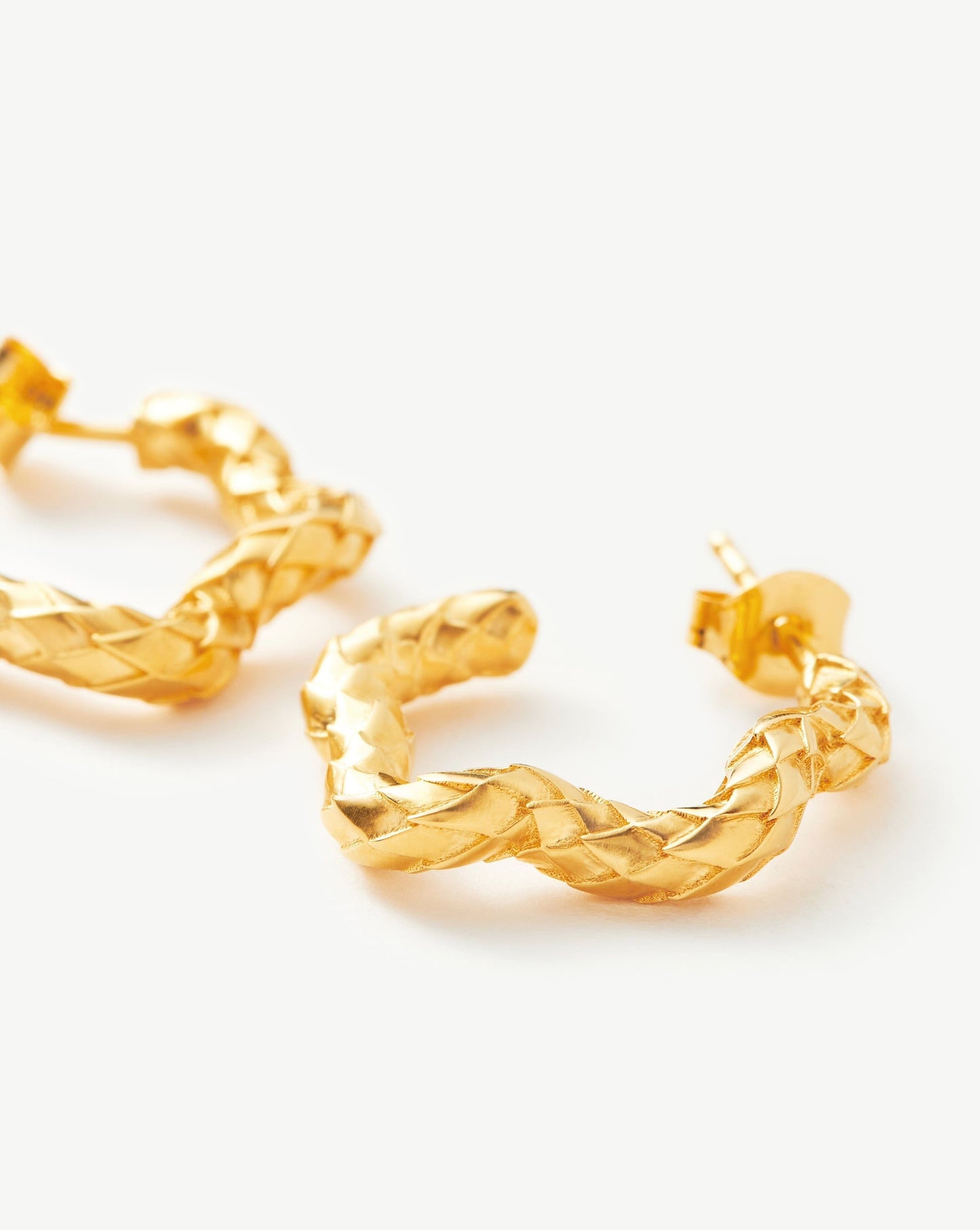 Serpent Textured Squiggle Mini Hoop Earrings | 18ct Gold Vermeil