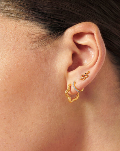 Serpent Textured Squiggle Mini Hoop Earrings | 18ct Gold Vermeil