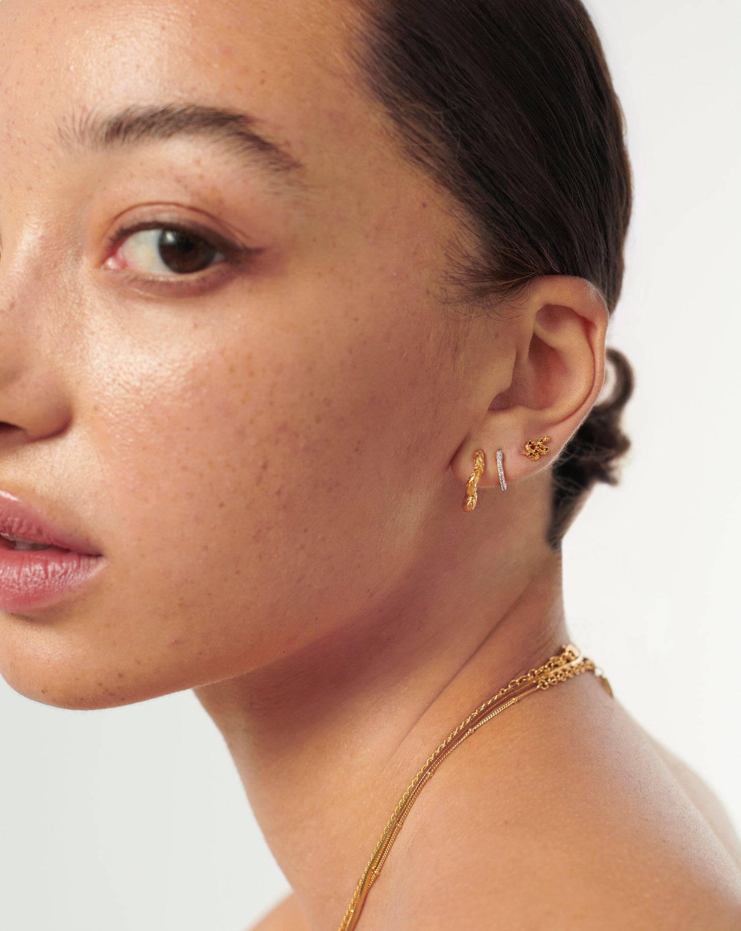 Serpent Textured Squiggle Mini Hoop Earrings | 18ct Gold Vermeil