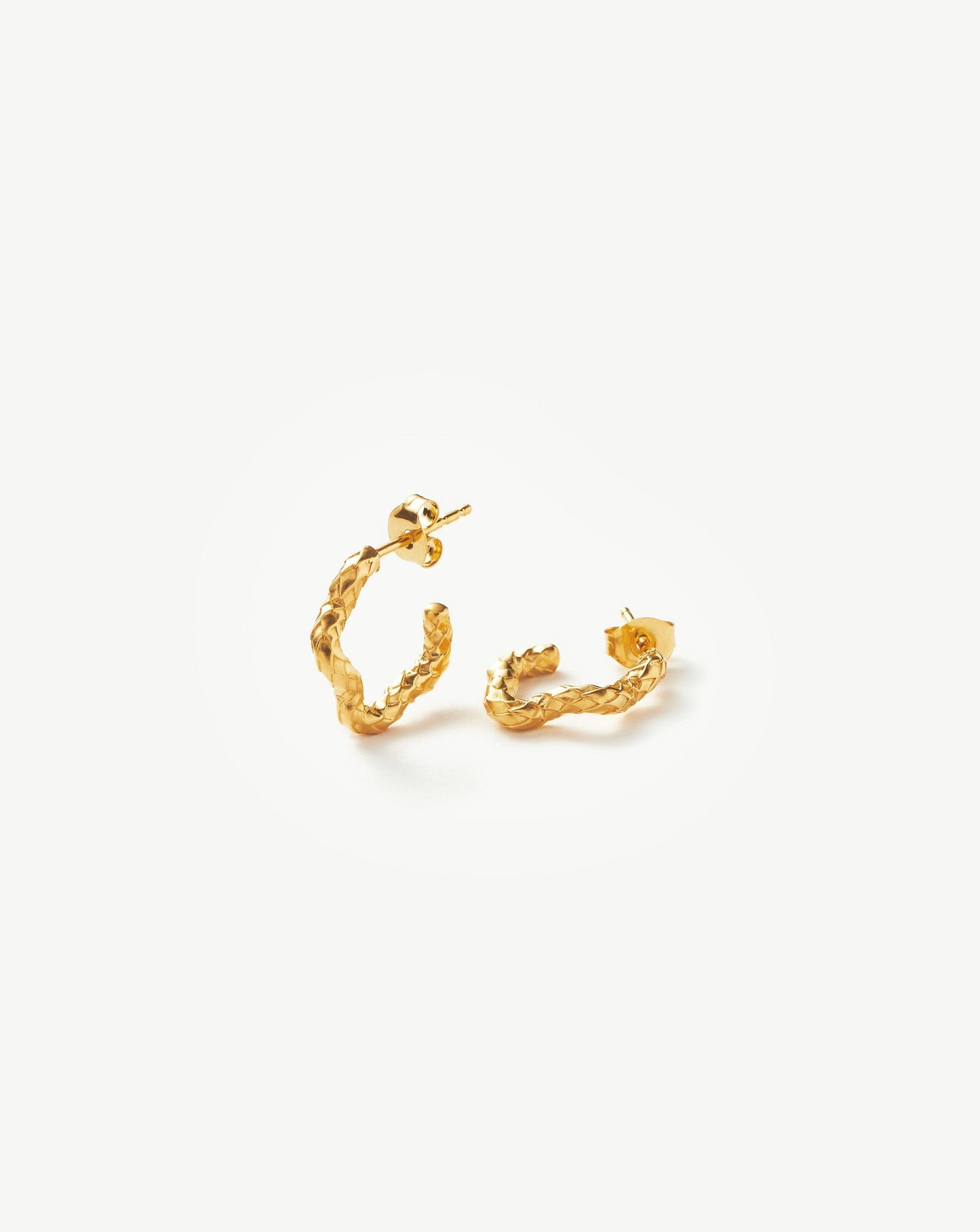Serpent Textured Squiggle Mini Hoop Earrings | 18ct Gold Vermeil