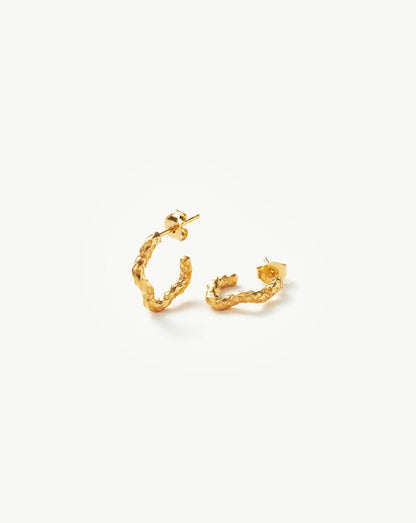 Serpent Textured Squiggle Mini Hoop Earrings | 18ct Gold Vermeil