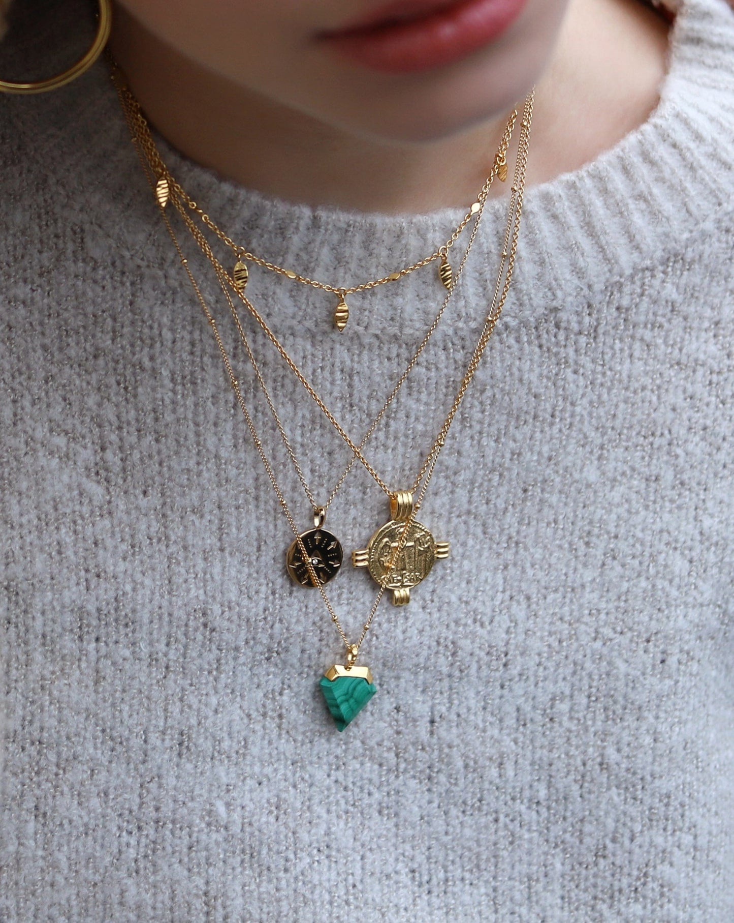Shield Necklace | 18ct Gold Vermeil/Malachite
