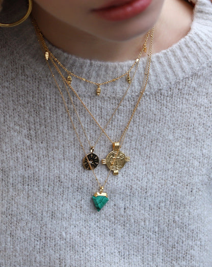 Shield Necklace | 18ct Gold Vermeil/Malachite