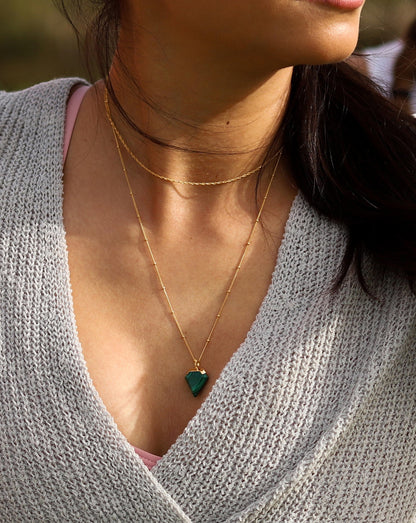 Shield Necklace | 18ct Gold Vermeil/Malachite