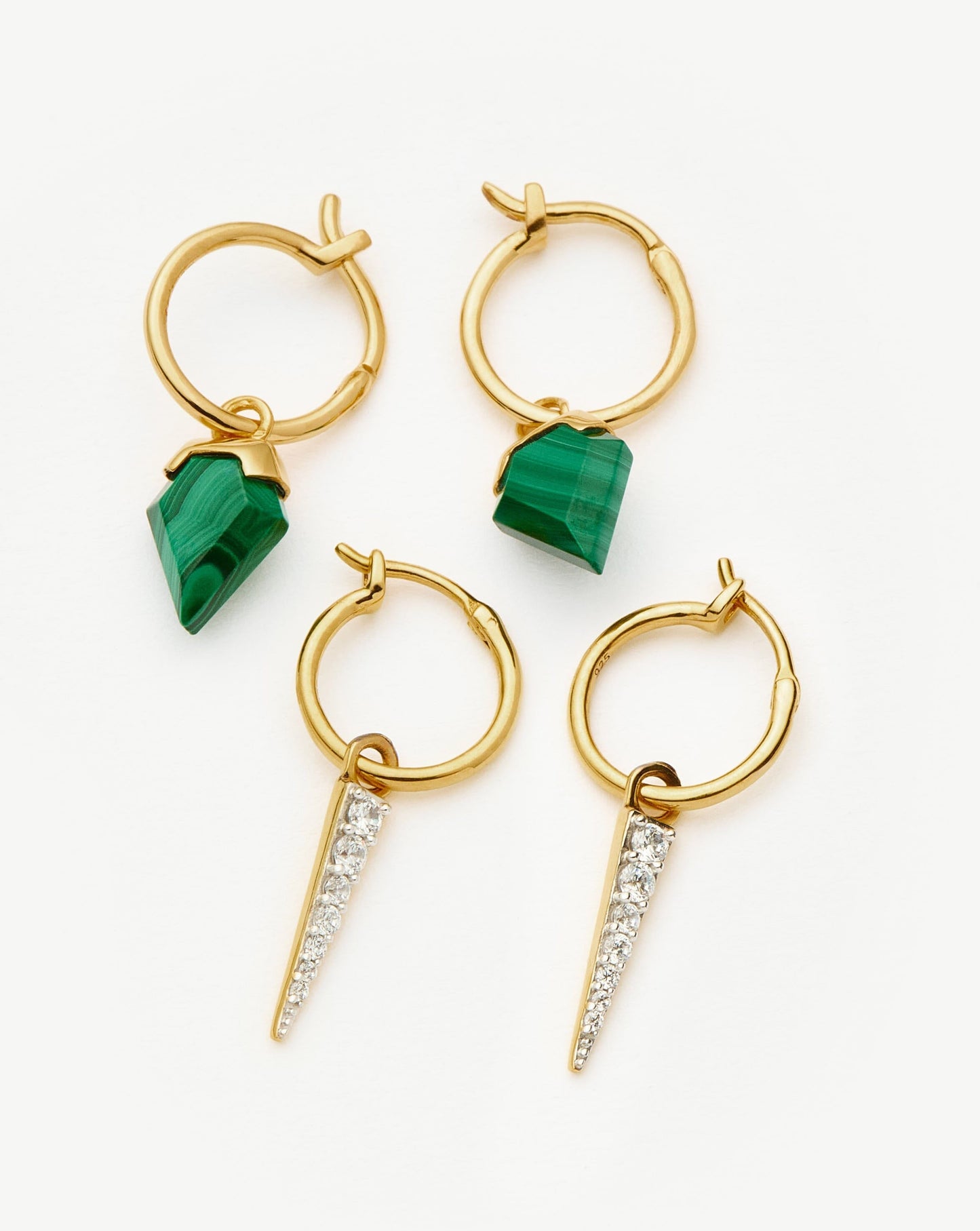 Shield & Spike Charm Hoop Earring Set | 18ct Gold Vermeil