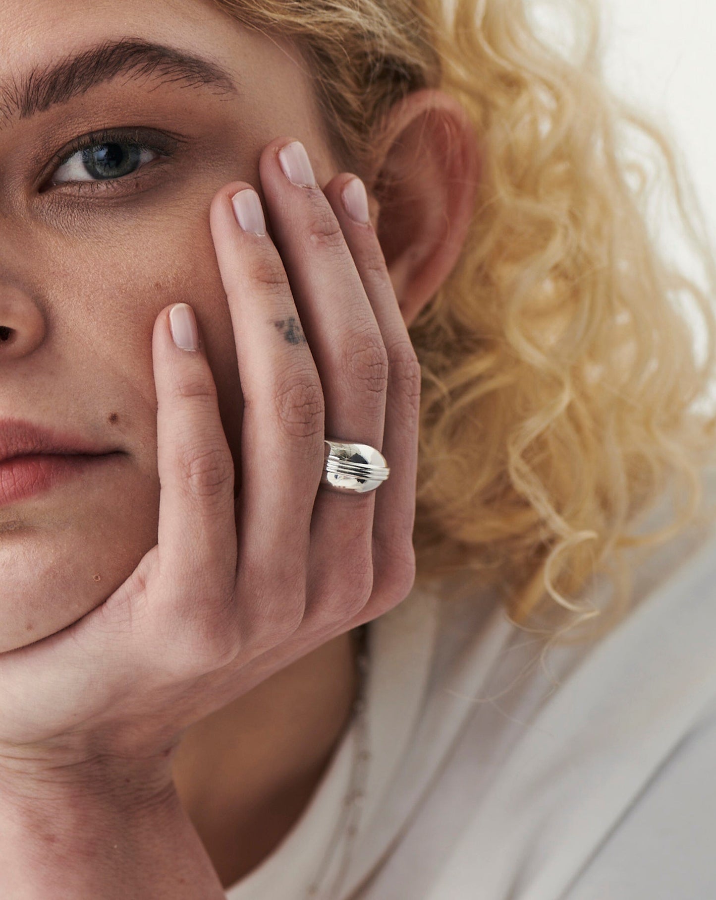 Sphere Domed Ridge Ring | Silver Plated