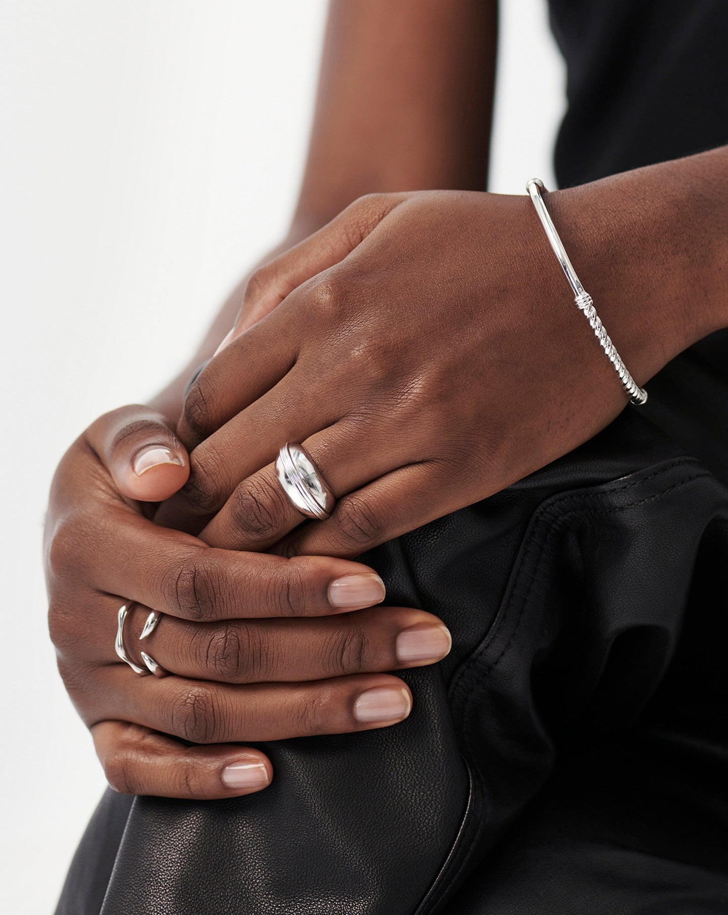 Sphere Domed Ridge Ring | Silver Plated
