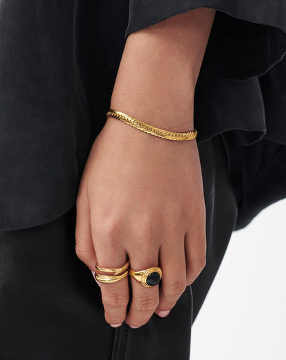 Sphere Ridge Ring | 18ct Gold Plated/Black Onyx