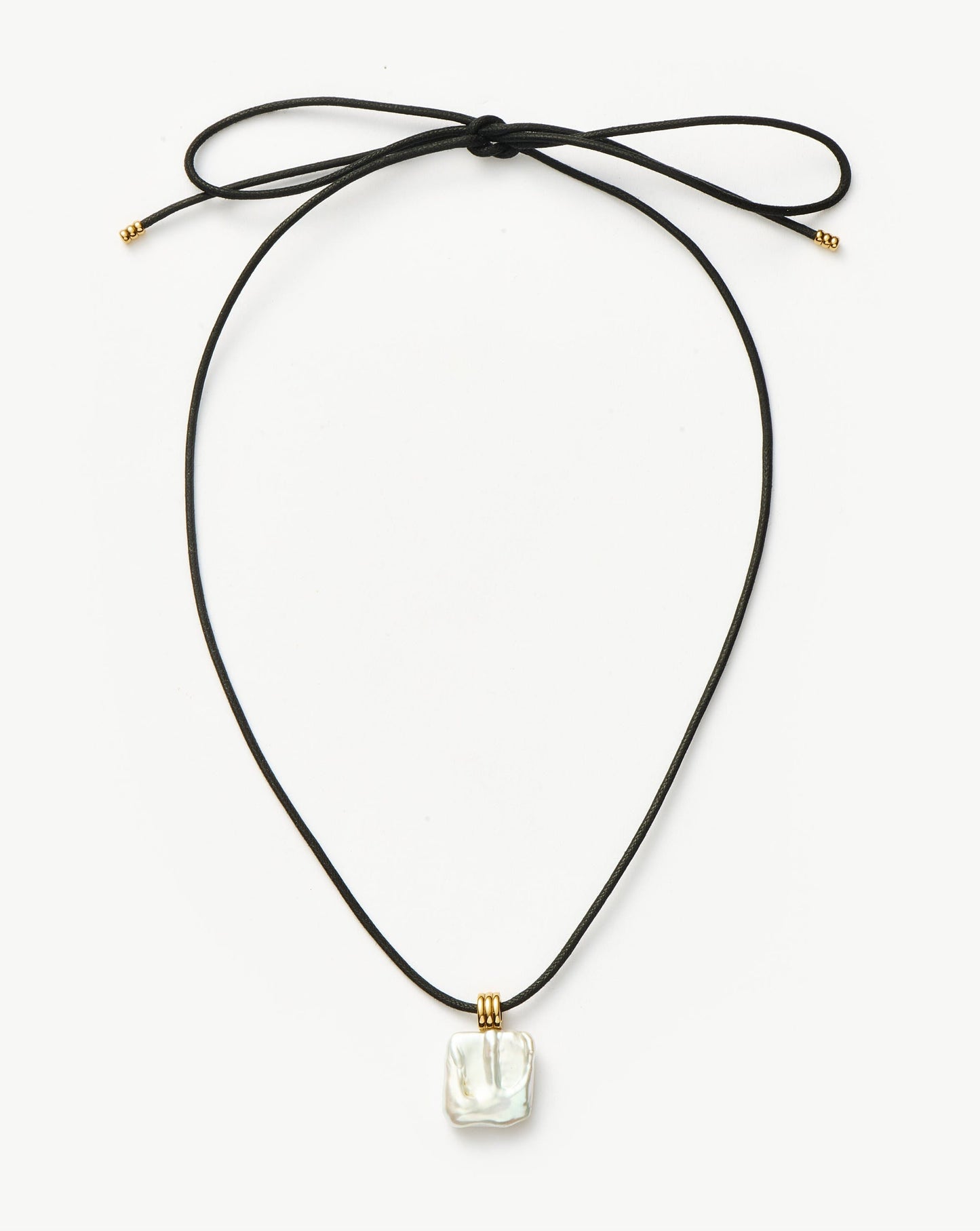 Square Pearl Pendant Cord Necklace | 18ct Gold Vermeil/Pearl