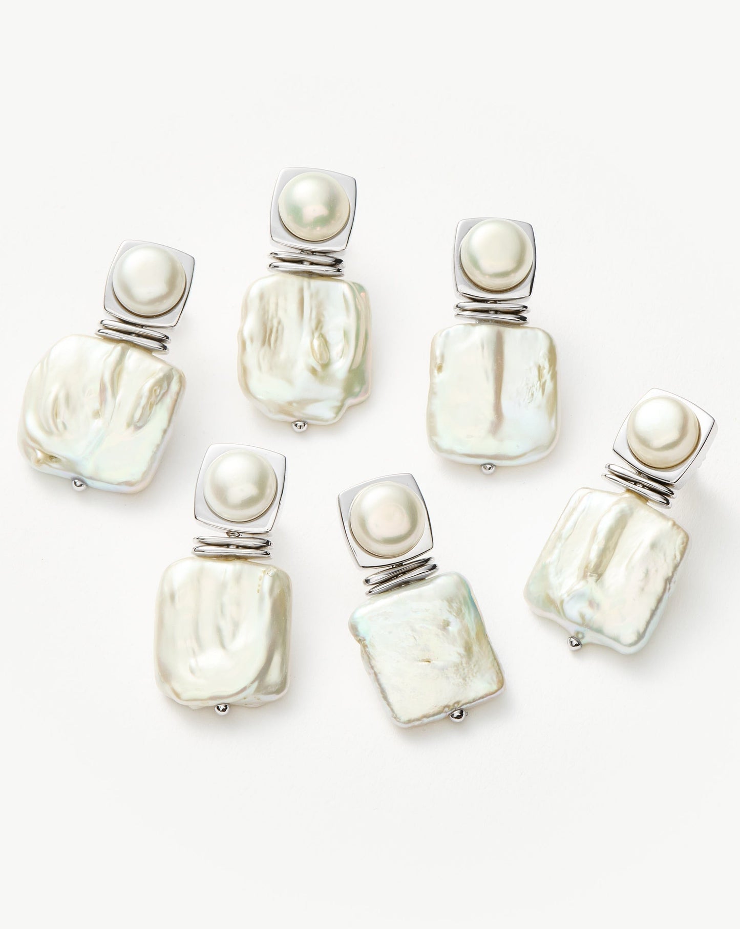 Square Pearl Statement Earrings | Silver Plated/Pearl