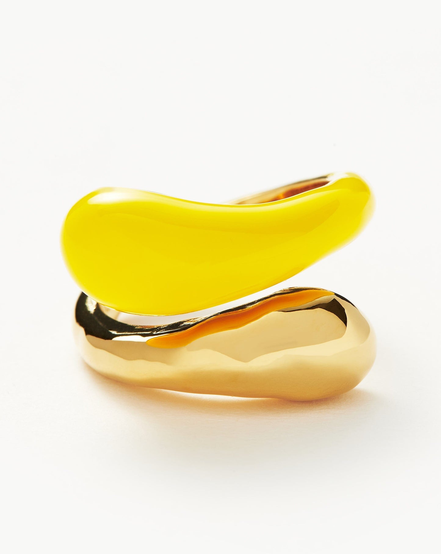 Squiggle Two Tone Enamel Crossover Ring | 18ct Gold Vermeil/Lemon Yellow