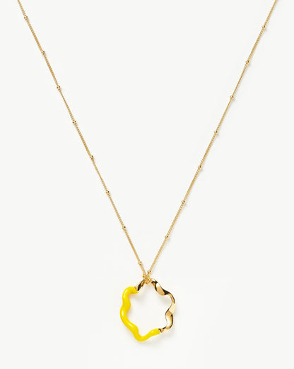 Squiggle Two Tone Enamel Pendant Necklace | 18ct Gold Vermeil/Lemon Yellow
