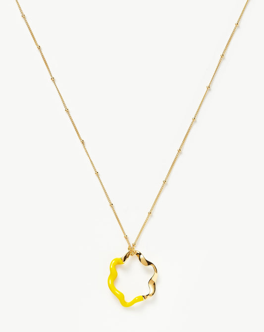 Squiggle Two Tone Enamel Pendant Necklace | 18ct Gold Vermeil/Lemon Yellow
