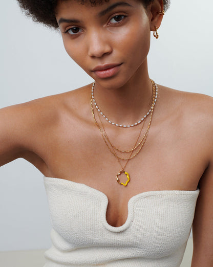 Squiggle Two Tone Enamel Pendant Necklace | 18ct Gold Vermeil/Lemon Yellow