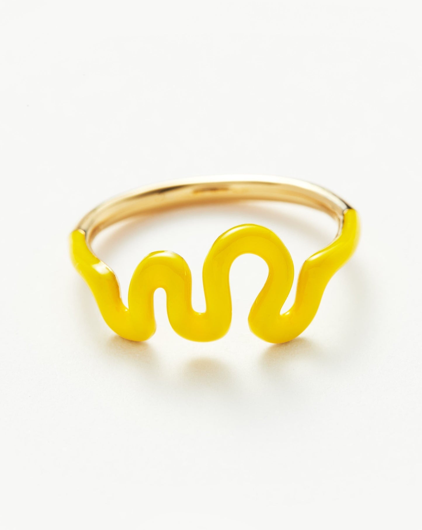 Squiggle Wavy Enamel Stacking Ring | 18ct Gold Vermeil/Lemon Yellow