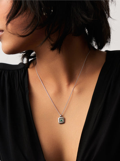 May Birthstone Pendant Necklace | Dyed Green Chalcedony/May
