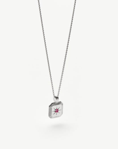 October Birthstone Pendant Necklace | Sterling Silver/Pink Tourmaline