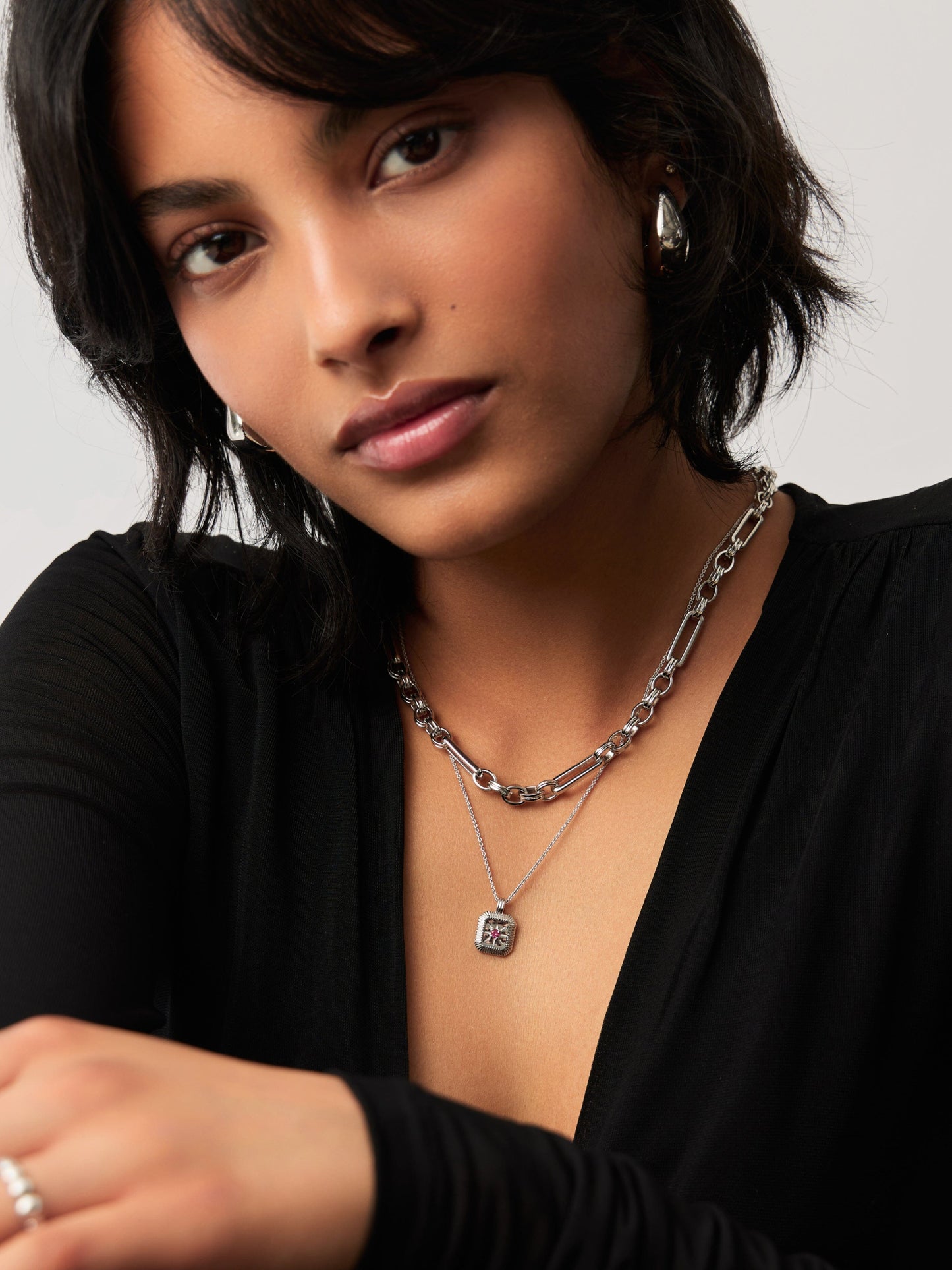 July Birthstone Pendant Necklace | Glass Filled Ruby/July
