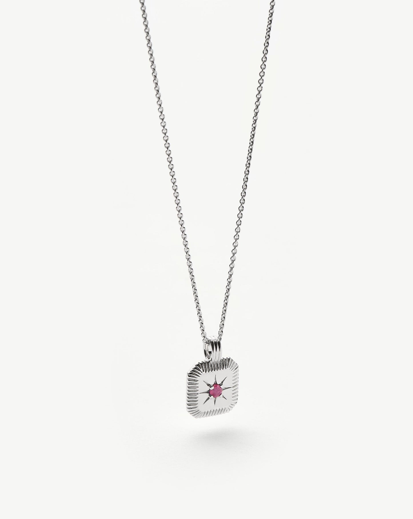 July Birthstone Pendant Necklace | Glass Filled Ruby/July