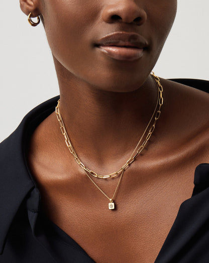 Star Ridge & Paperclip Chain Necklace Set | 18ct Gold Vermeil Cubic Zirconia