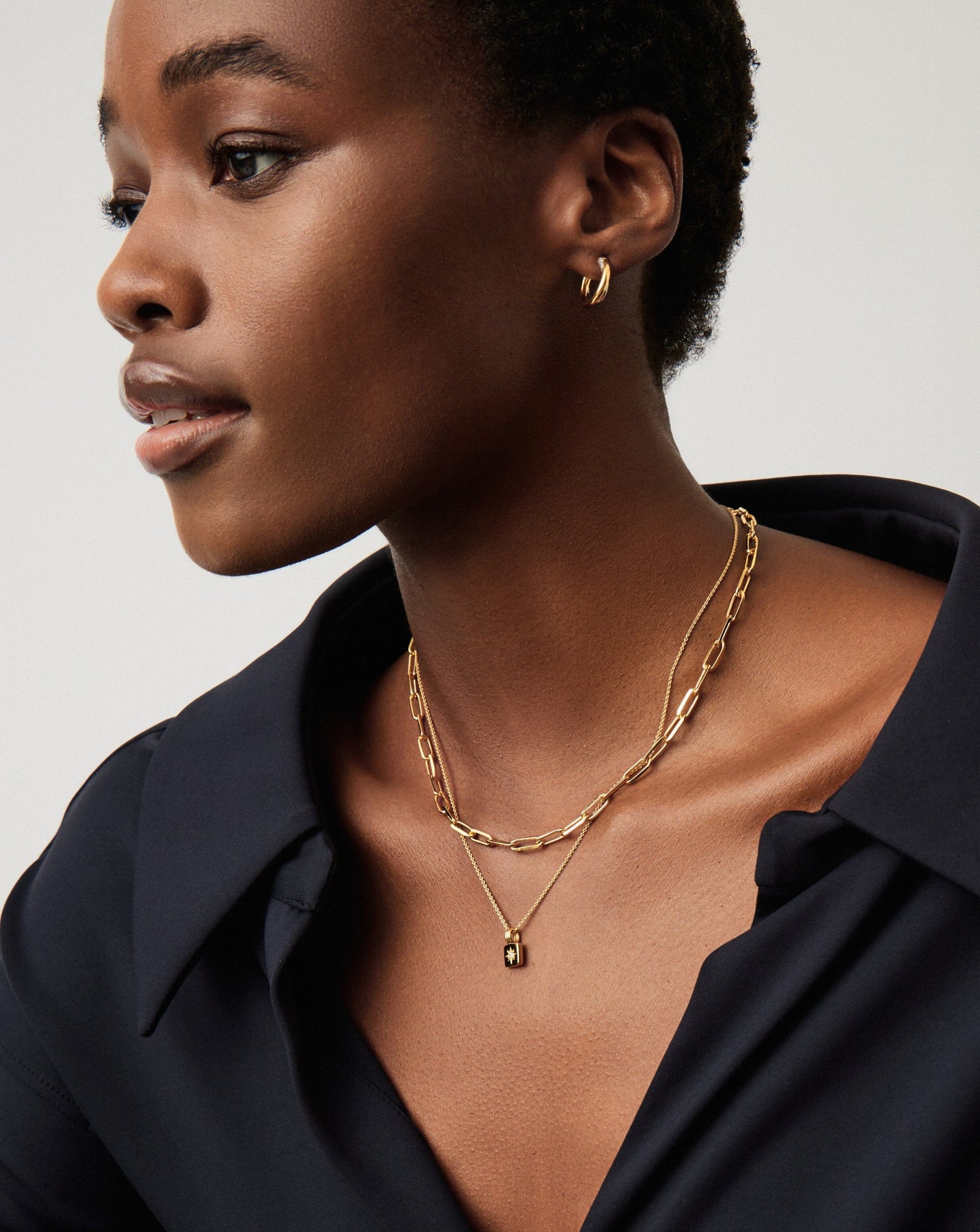 Star Ridge & Paperclip Chain Necklace Set | 18ct Gold Vermeil Cubic Zirconia