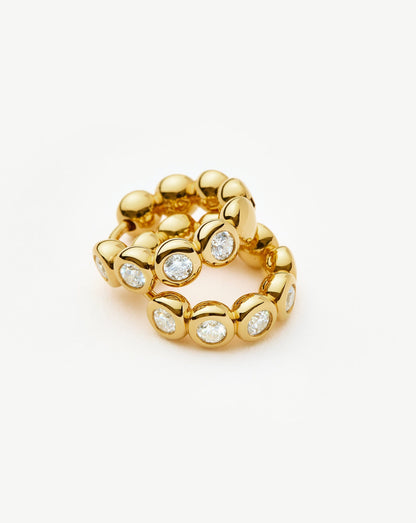 Tennis Small Hoop Earrings| 18ct Gold Vermeil Cubic Zirconia