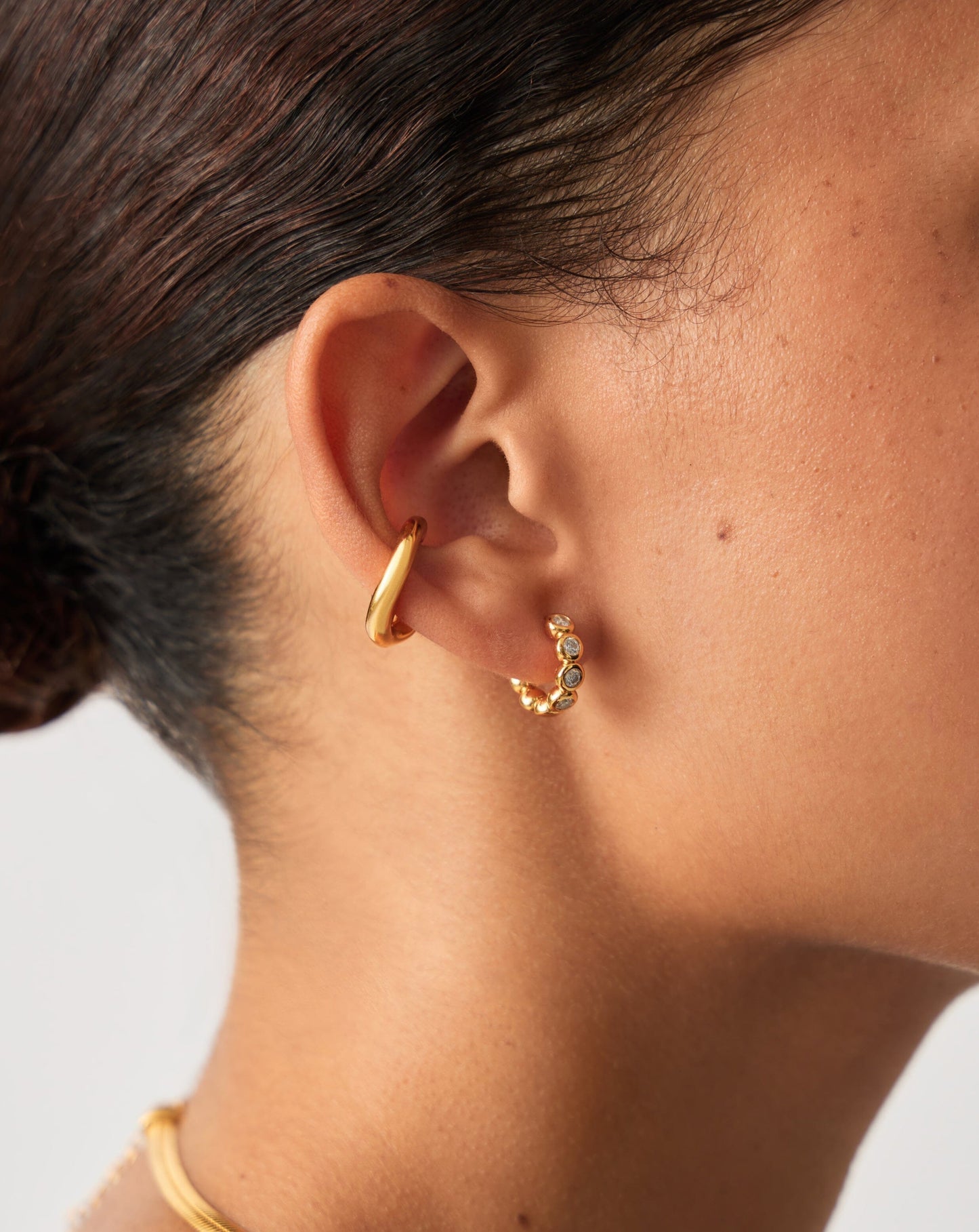 Tennis Small Hoop Earrings| 18ct Gold Vermeil Cubic Zirconia