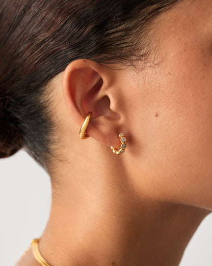 Tennis Small Hoop Earrings| 18ct Gold Vermeil Cubic Zirconia