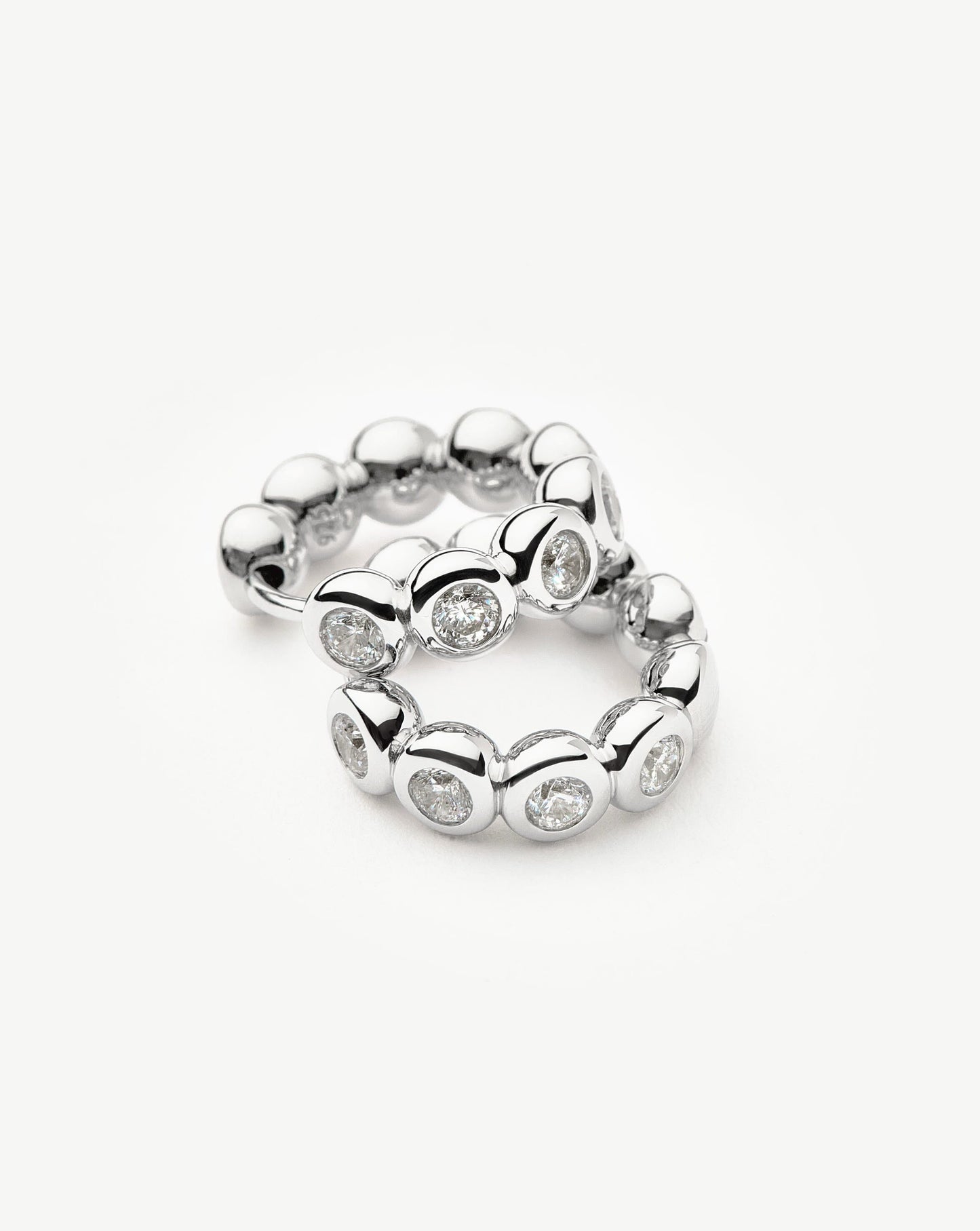 Tennis Small Hoop Earrings| Sterling Silver Cubic Zirconia