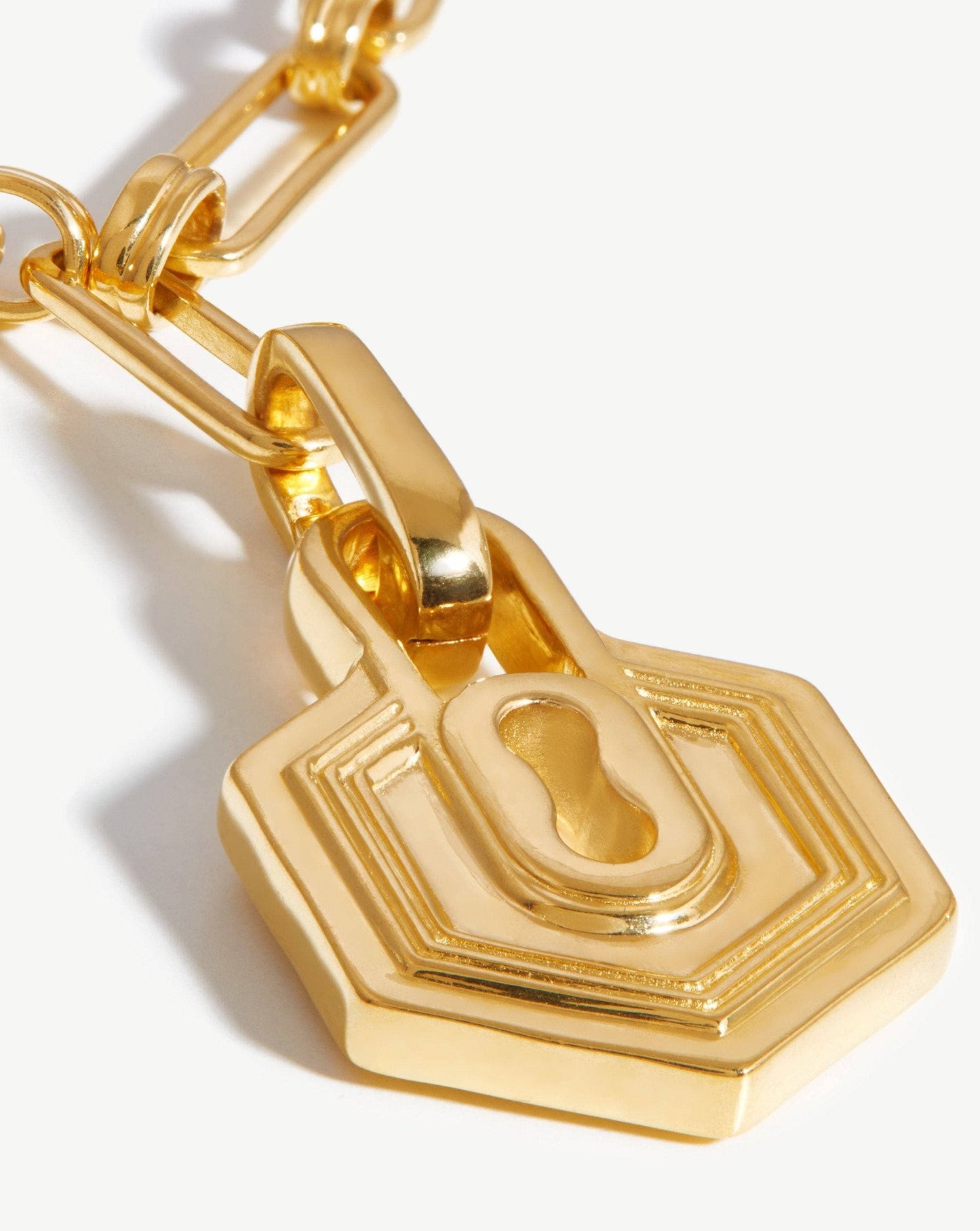 Textured Padlock Chain Necklace