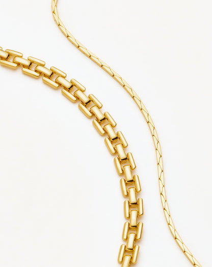 Timepiece & Snake Chain Bracelet Set | 18ct Gold Plated
