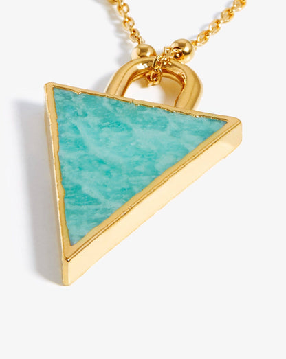 Triangle Pendant Chain Necklace | 18ct Gold Plated/Amazonite