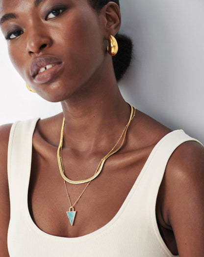 Triangle Pendant Chain Necklace | 18ct Gold Plated/Amazonite