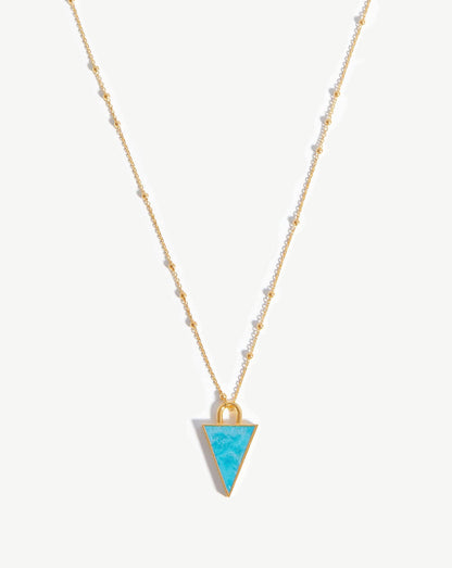 Triangle Pendant Chain Necklace | 18ct Gold Plated/Turquoise