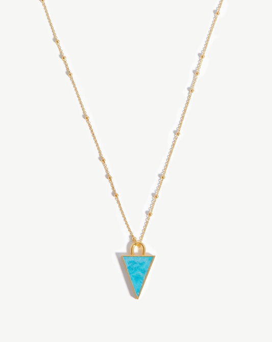 Triangle Pendant Chain Necklace | 18ct Gold Plated/Turquoise
