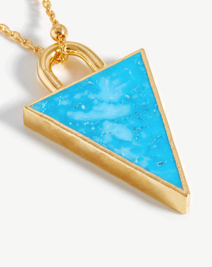 Triangle Pendant Chain Necklace | 18ct Gold Plated/Turquoise