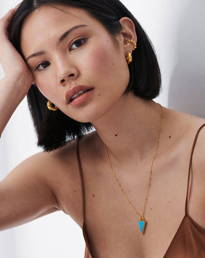 Triangle Pendant Chain Necklace | 18ct Gold Plated/Turquoise