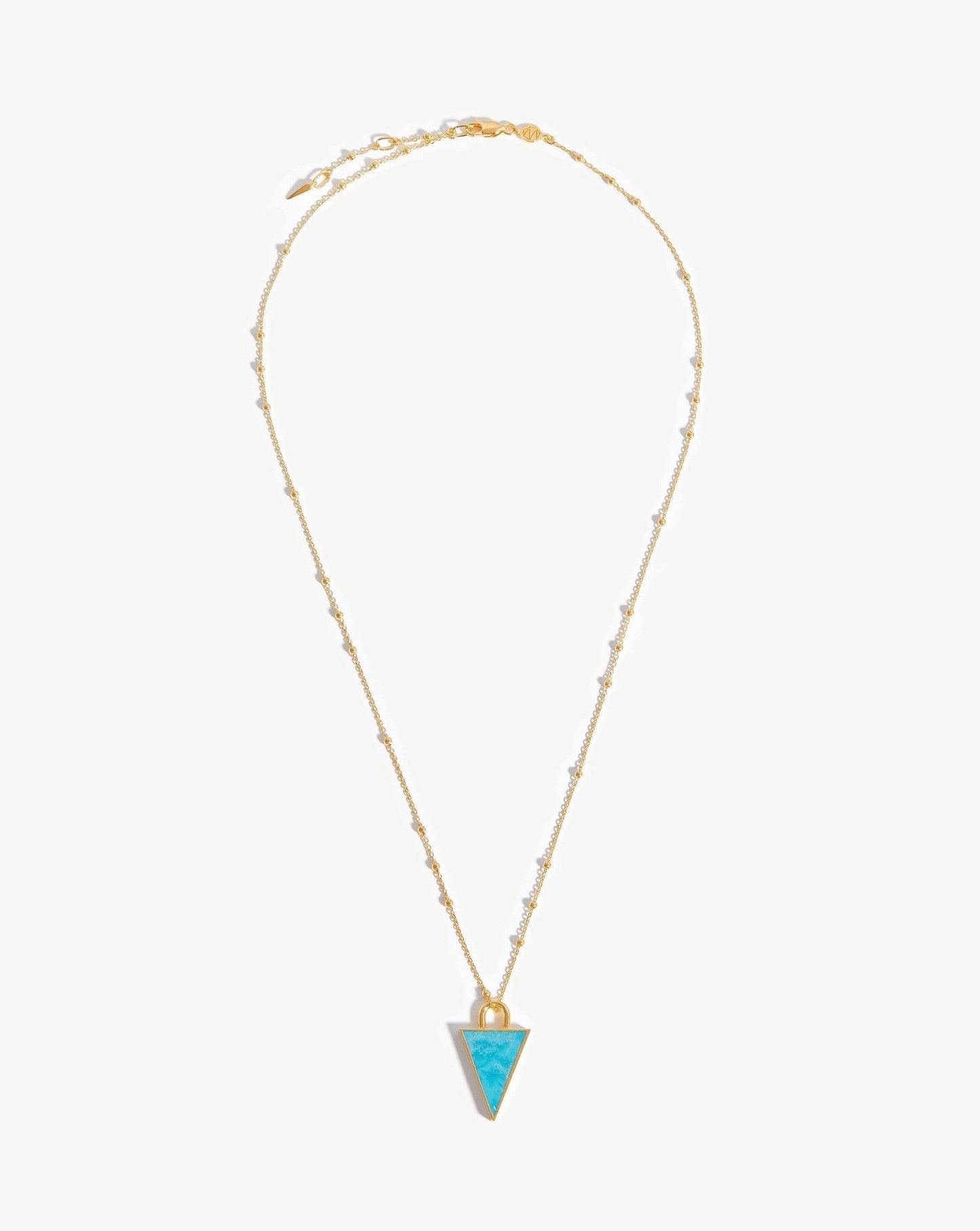Triangle Pendant Chain Necklace | 18ct Gold Plated/Turquoise