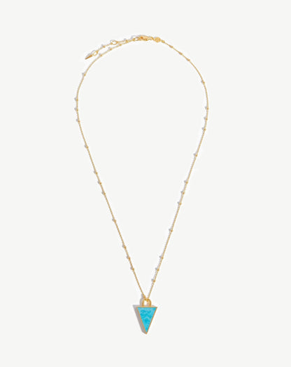 Triangle Pendant Chain Necklace | 18ct Gold Plated/Turquoise