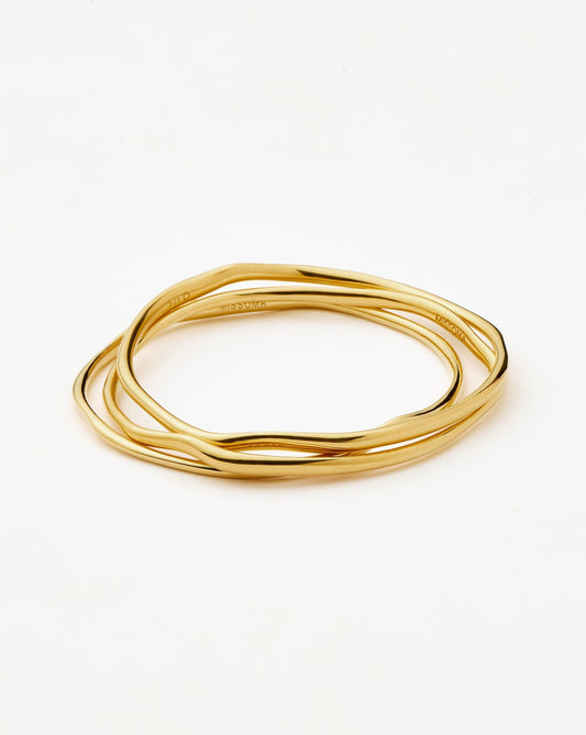 Trio Molten Ripple Bangle Bracelet Set | 18ct Gold Vermeil
