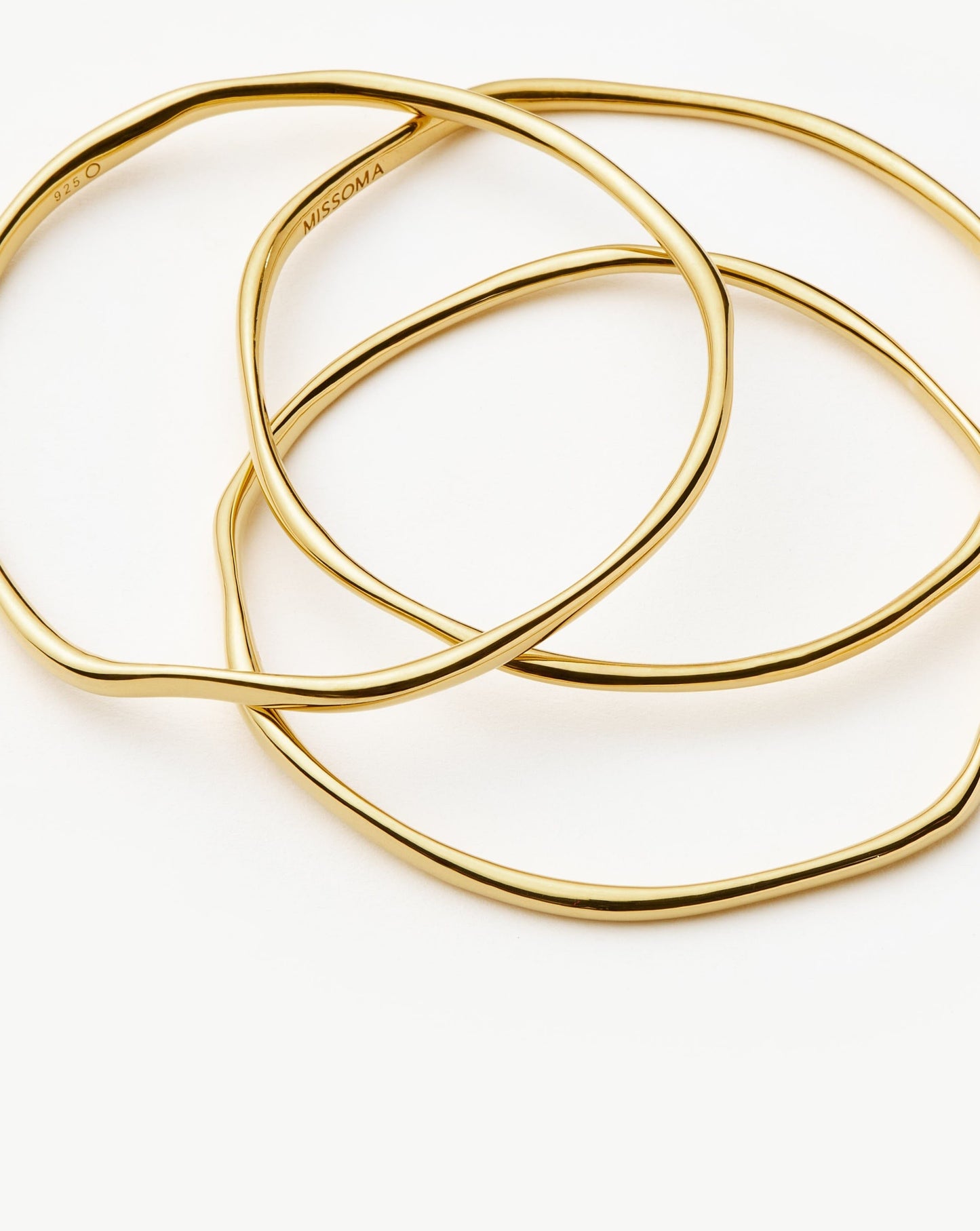 Trio Molten Ripple Bangle Bracelet Set | 18ct Gold Vermeil
