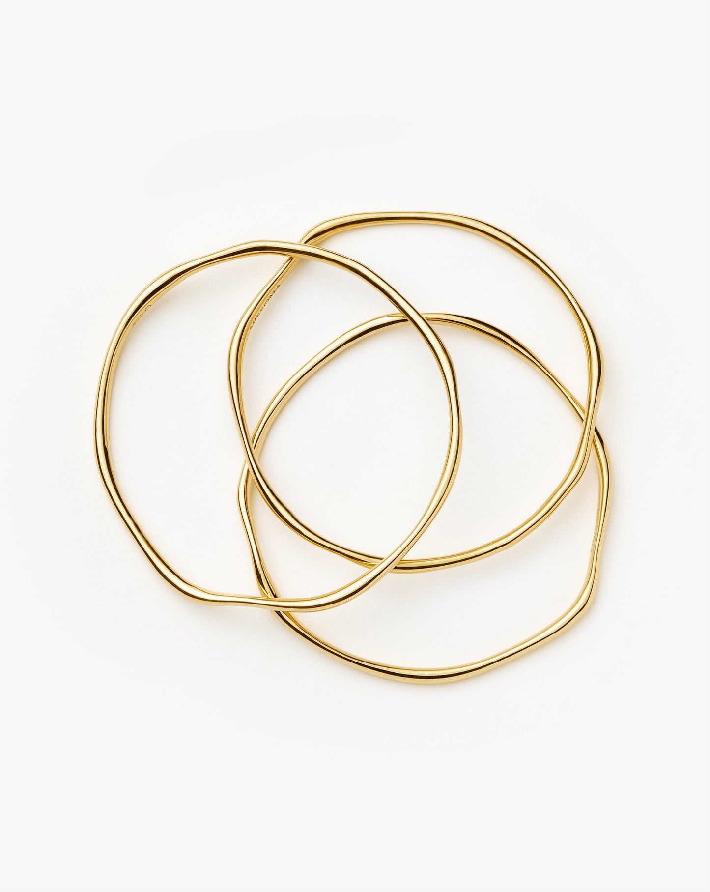 Trio Molten Ripple Bangle Bracelet Set | 18ct Gold Vermeil