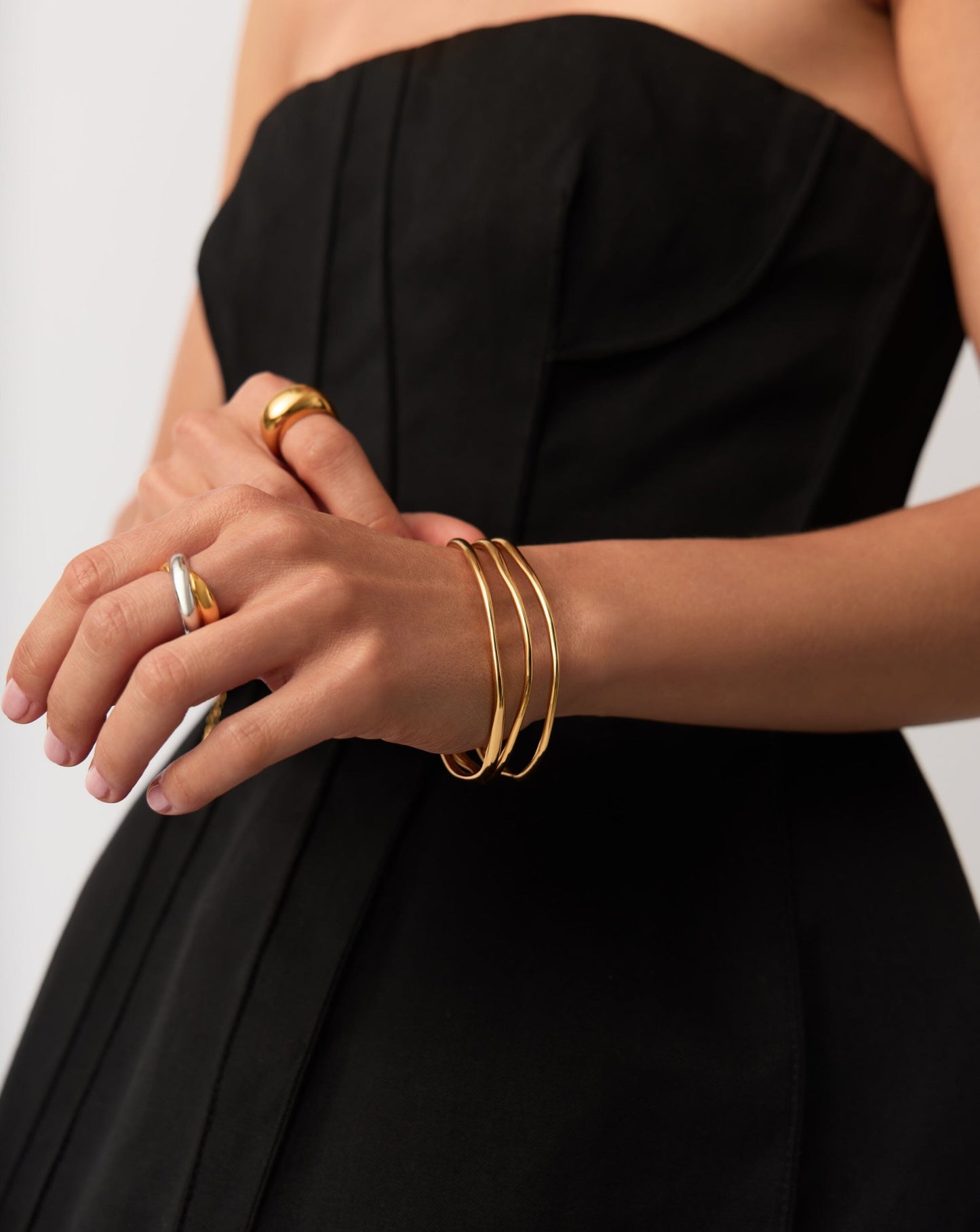Trio Molten Ripple Bangle Bracelet Set | 18ct Gold Vermeil